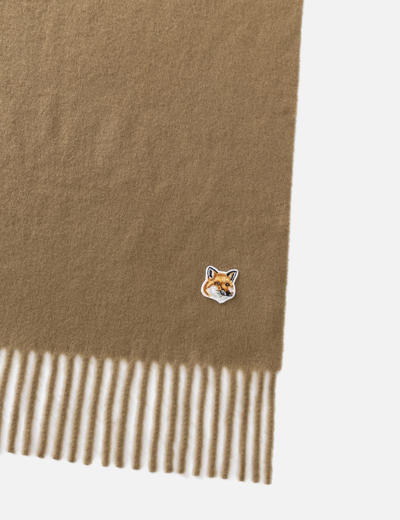 Maison Kitsuné - Fox Head Patch Wool Scarf | HBX - Globally