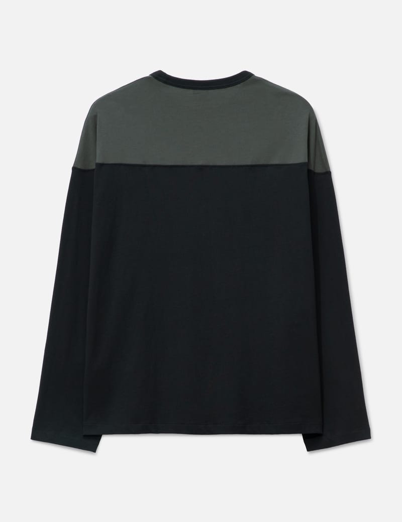 BABYL 「L LOGO」　LONG SLEEVE XL Babylon Long Sleeve Football Tee - Black cotton oversized fit with