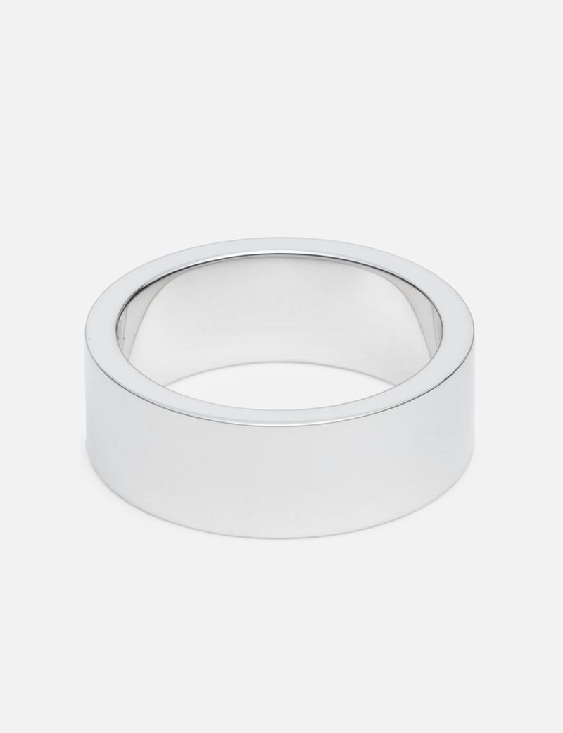 MM6 Maison Margiela Minimal Logo 8mm Ring - Polished brass, silver