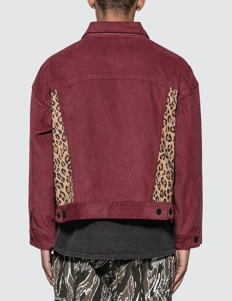 Brain Dead - Corduroy Leopard Contrast Trucker Jacket | HBX Brain Dead - Corduroy Leopard Contrast Trucker Jacket | HBX