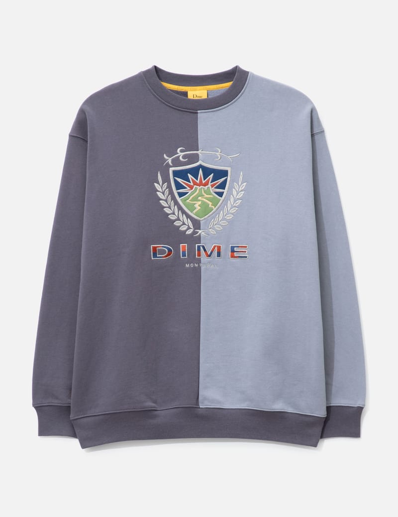 Dime Split Crest Crewneck - Timber split-design crewneck with