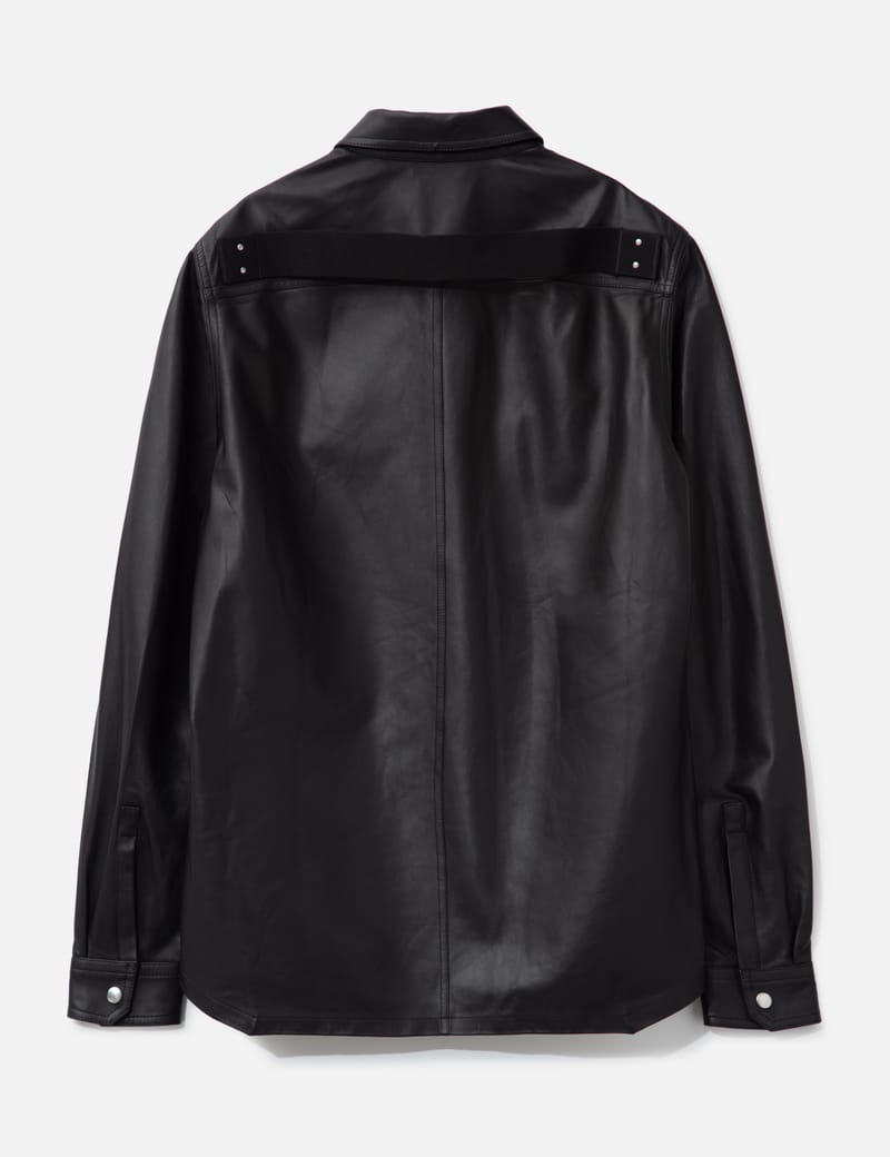 ジャケット・アウター rick owens outershirts leather Rick Owens Outershirt Leather Shirt Jacket | Grey | FARFETCH