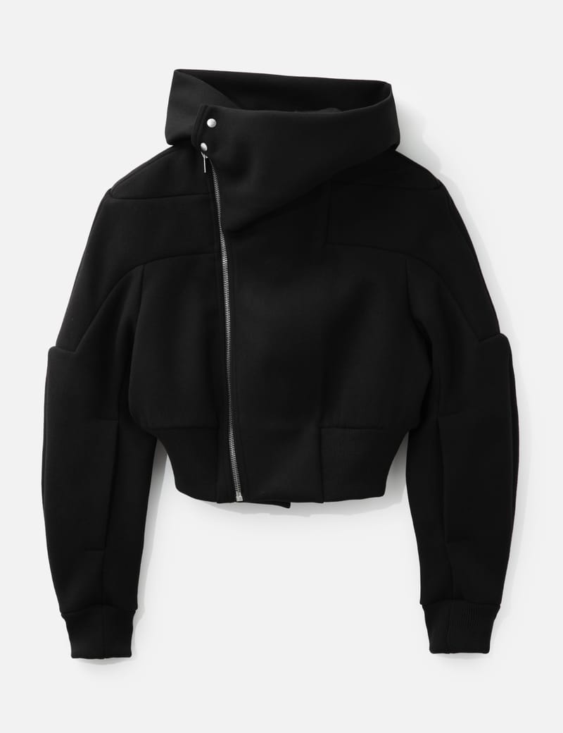 Rick Owens Cropped Hooded Flight jacket - Black virgin wool