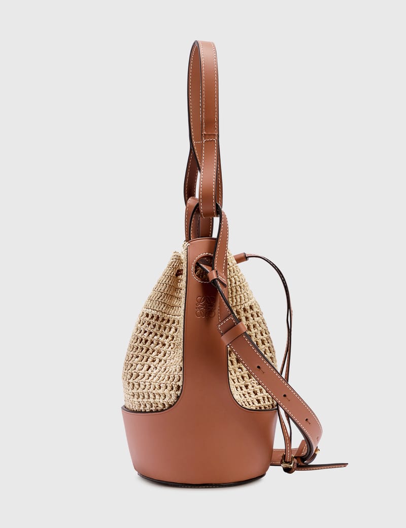 Loewe - Small Balloon Bag In Raffia And Calfskin | HBX
