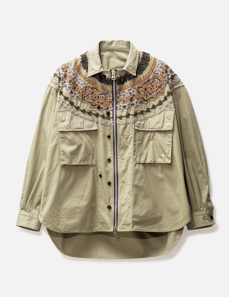 Sacai - Eric Haze Code Embroidery Shirt | HBX - HYPEBEAST 為您搜羅