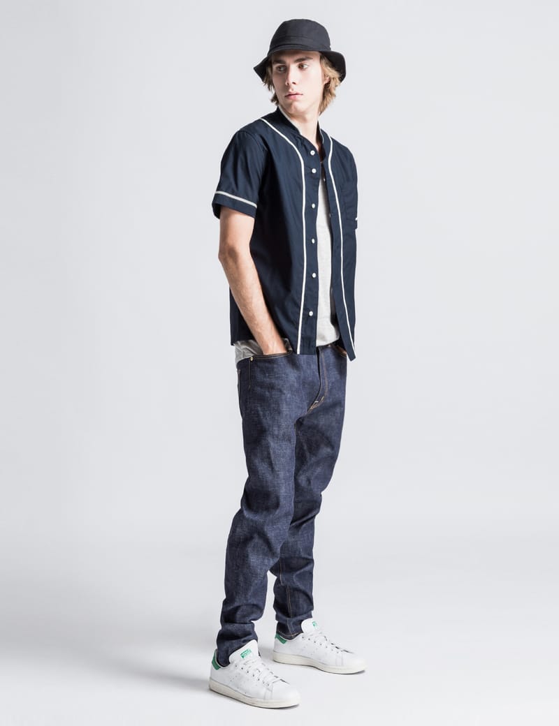 トップス Porter Classic LINEN BASEBALL SHIRT NAVY Porter Classic / ポータークラシック | LINEN BASEBALL SHIRT