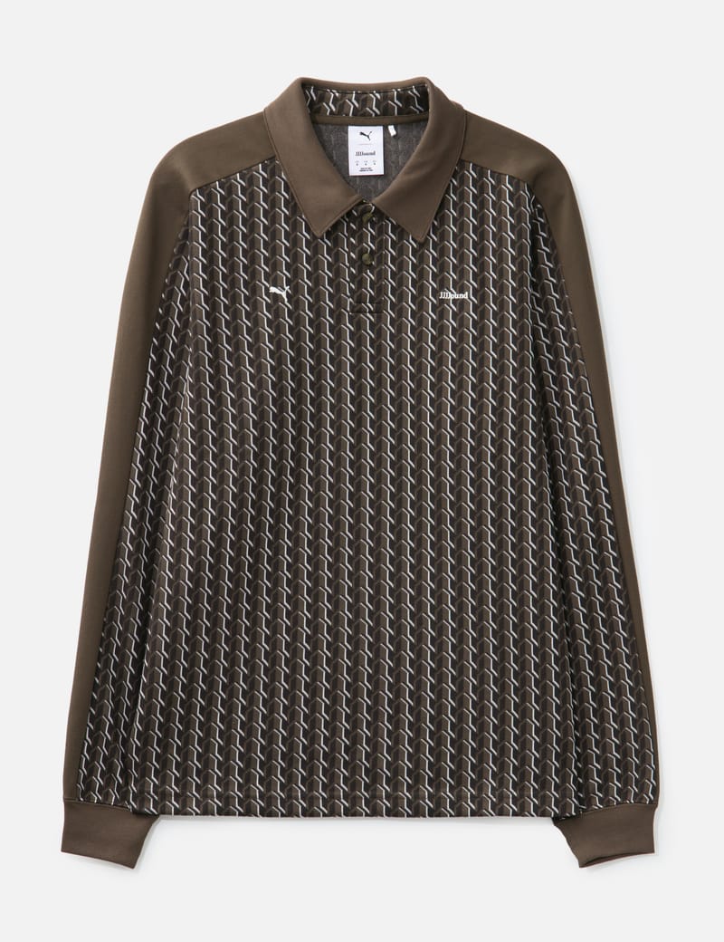 Puma JJJJound x Puma T7 Longsleeve Polo - Chocolate double-faced