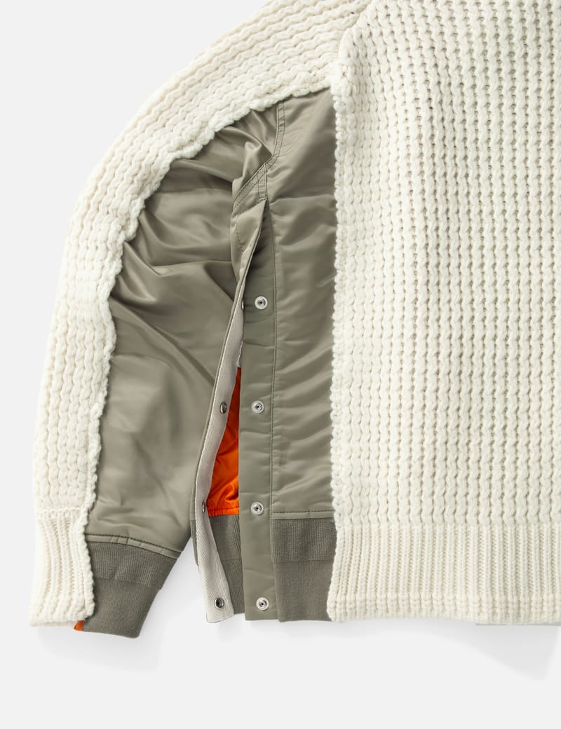 Sacai - Nylon Twill Mix Knit Blouson | HBX - Globally Curated