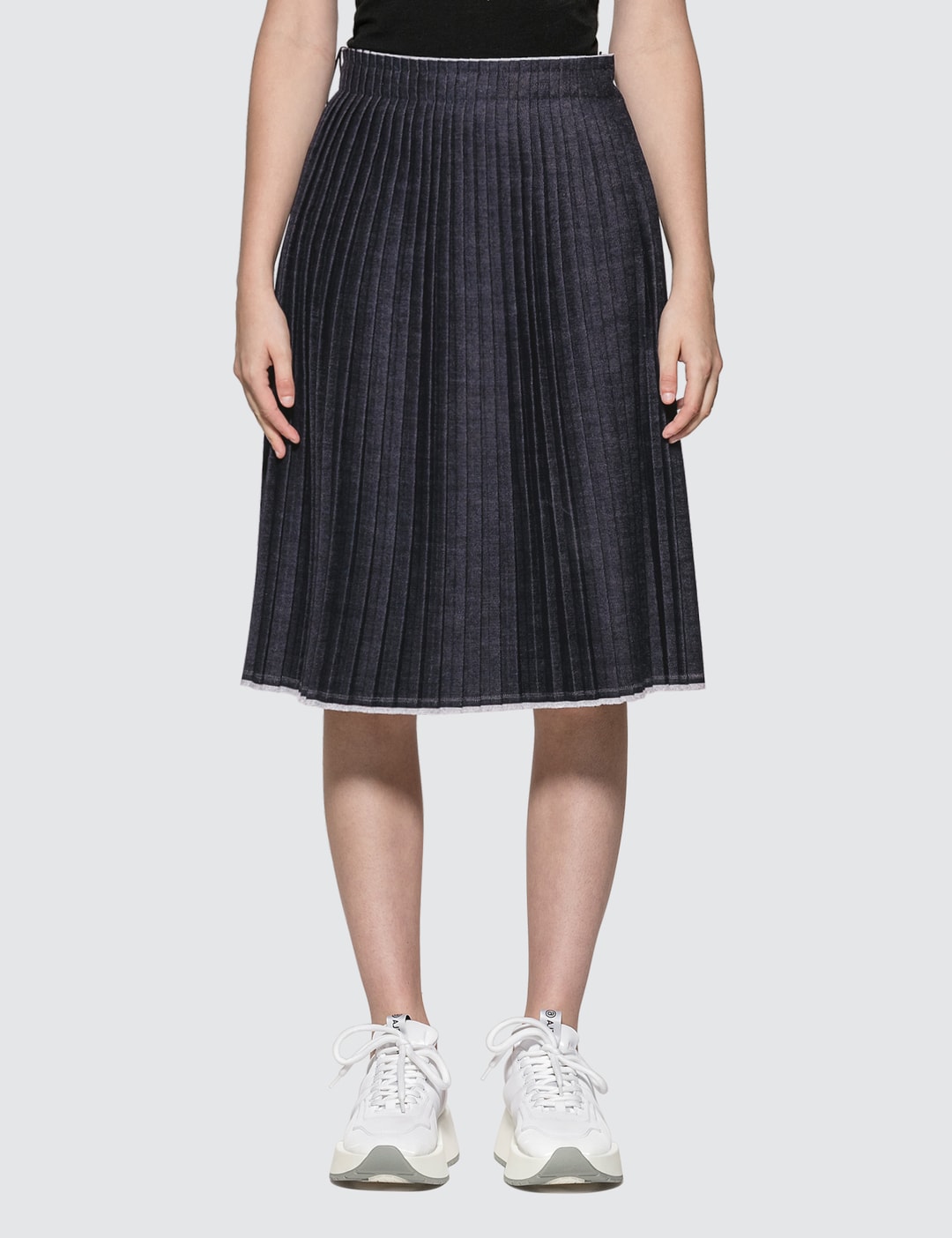 MM6 Maison Margiela - Raw Denim Pleated Skirt | HBX - Globally Curated ...