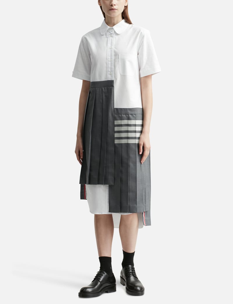 THOM BROWNE* トムブラウン プリーツ ワンピース 無地 トム ブラウン - アシンメトリック プリーツ ワンピース | HBX