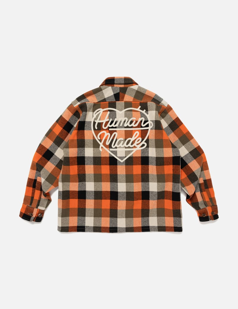 Human Made Wool Check Shirt Jacket - Orange wool-nylon shacket