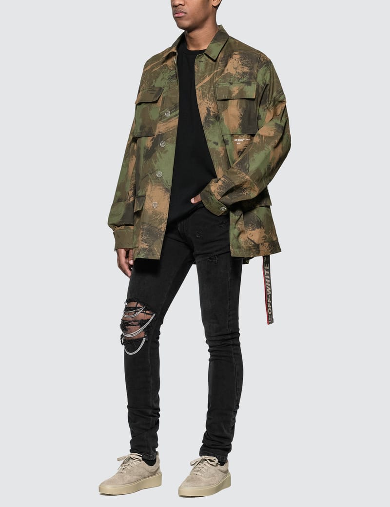 Off white camouflage field jacket best sale