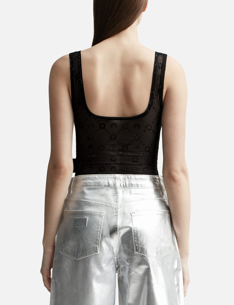 Marine Serre - MOONOGRAM MESH FLOCK GLITTER BODYSUIT | HBX