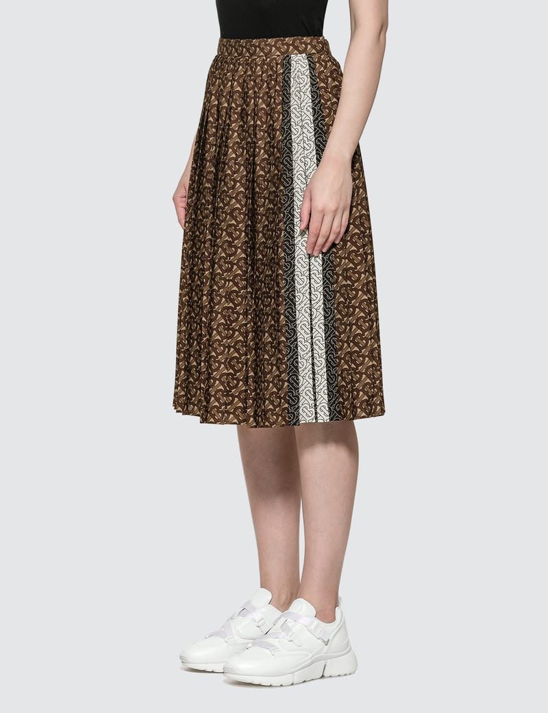 Burberry - Monogram Stripe Print Crepe Pleated Skirt | HBX