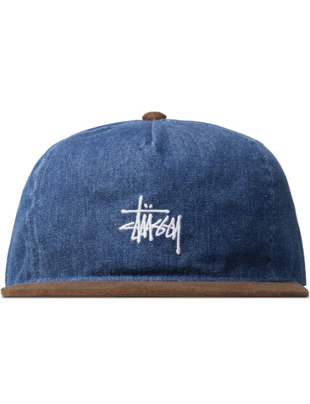 Stüssy - Indigo Smooth Stock Denim Strapback Cap | HBX