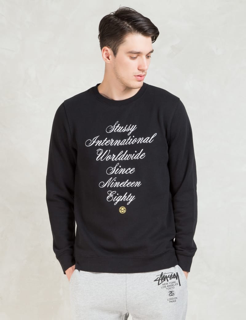 ン 大人気 新品 ノ - Stüssy Black HBX | Sweater Crewneck Emb. Int. Script トップス