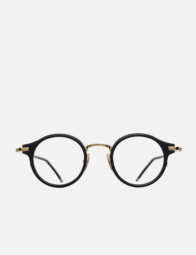 Thom Browne - Thom Browne Black and Gold Glasses | HBX
