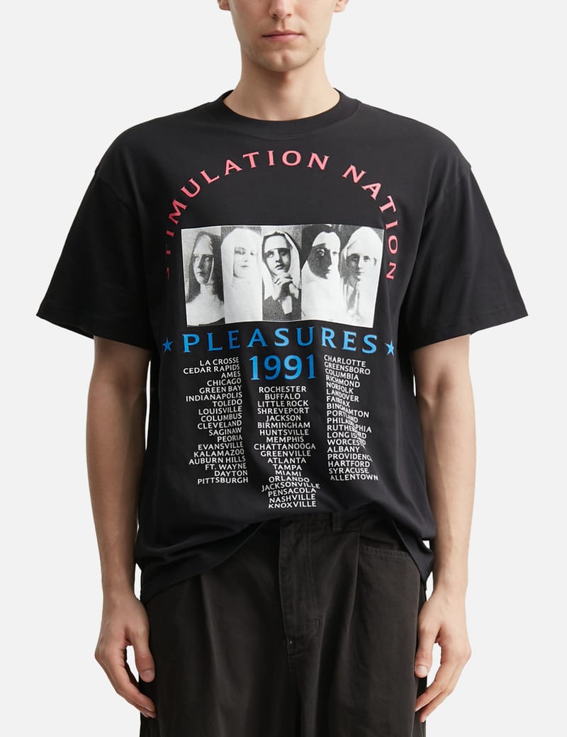 Pleasures Exhibition T-Shirt - Black cotton tee with bold front
