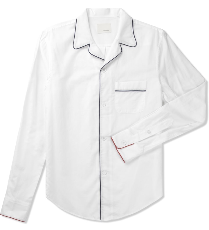 Band of Outsiders - White Piped PJ L/S Shirt | HBX - Globally