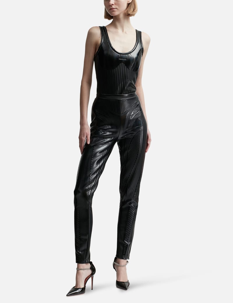 【関税込み】Mugler ブラック エンボス ボディスーツ 関税込み】Mugler ブラック エンボス ボディスーツ Mugler