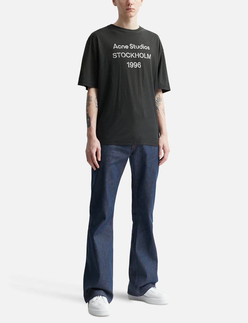 【完売前に！】Acne Studios ダメージ加工 ロゴTシャツ Acne Studios】ロゴ ダメージ加工 ジャージー Tシャツ 関税込