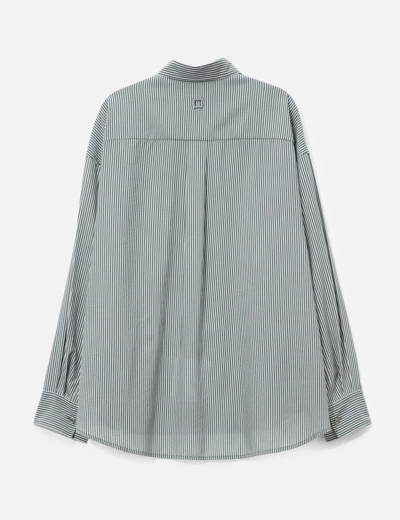 Wooyoungmi Black Stripe Over Size Shirt - oversized striped button