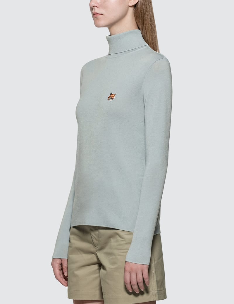 Maison Kitsuné - Turtleneck Fox Head Patch Sweater | HBX