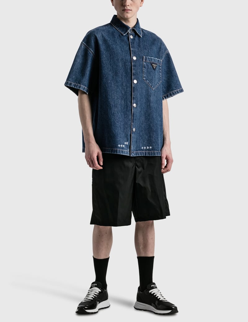 Prada - Short Sleeve Denim Shirt | HBX - Globally Curated Prada - Short Sleeve Denim Shirt | HBX - Globally Curated