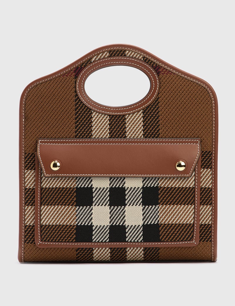 Burberry Mini Knitted Check and Leather Pocket Bag HBX Globally Curated Fashion and Lifestyle by Hypebeast