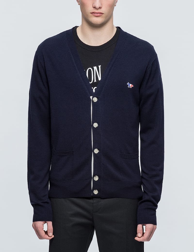 Maison Kitsuné - Tricolor Fox Patch Cardigan | HBX - Globally