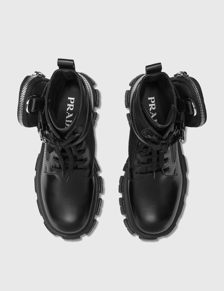 brushed rois leather and nylon monolith boots