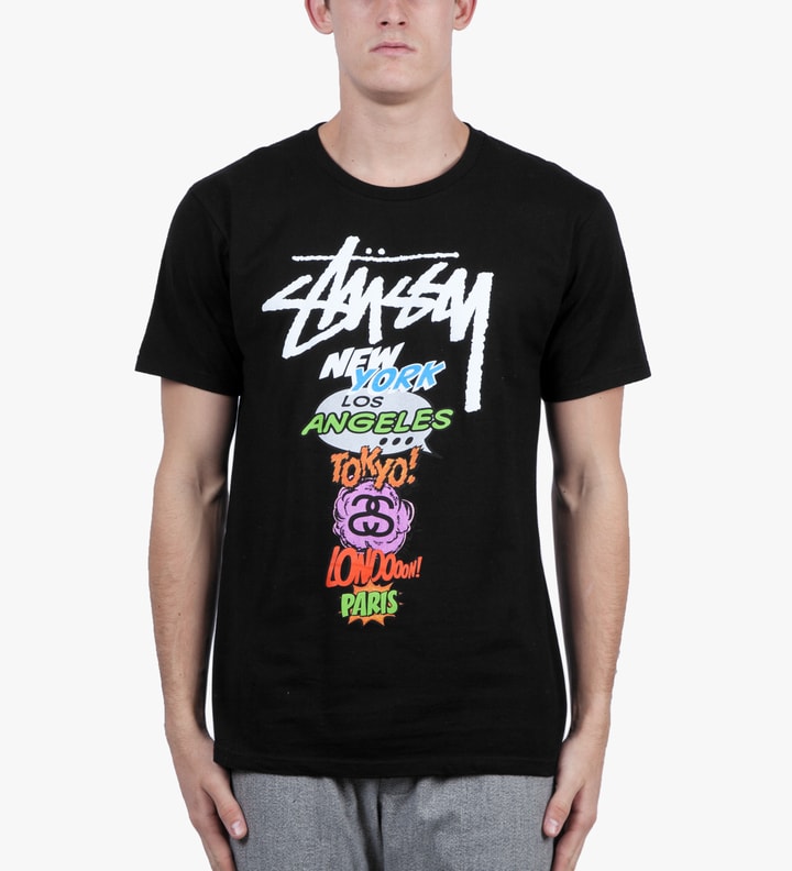 ★関税込★Stussy★Stussy TOUR TEE black★Tシャツ★ STUSSY × Tower Records Collaboration T-shirt30th Anniversary