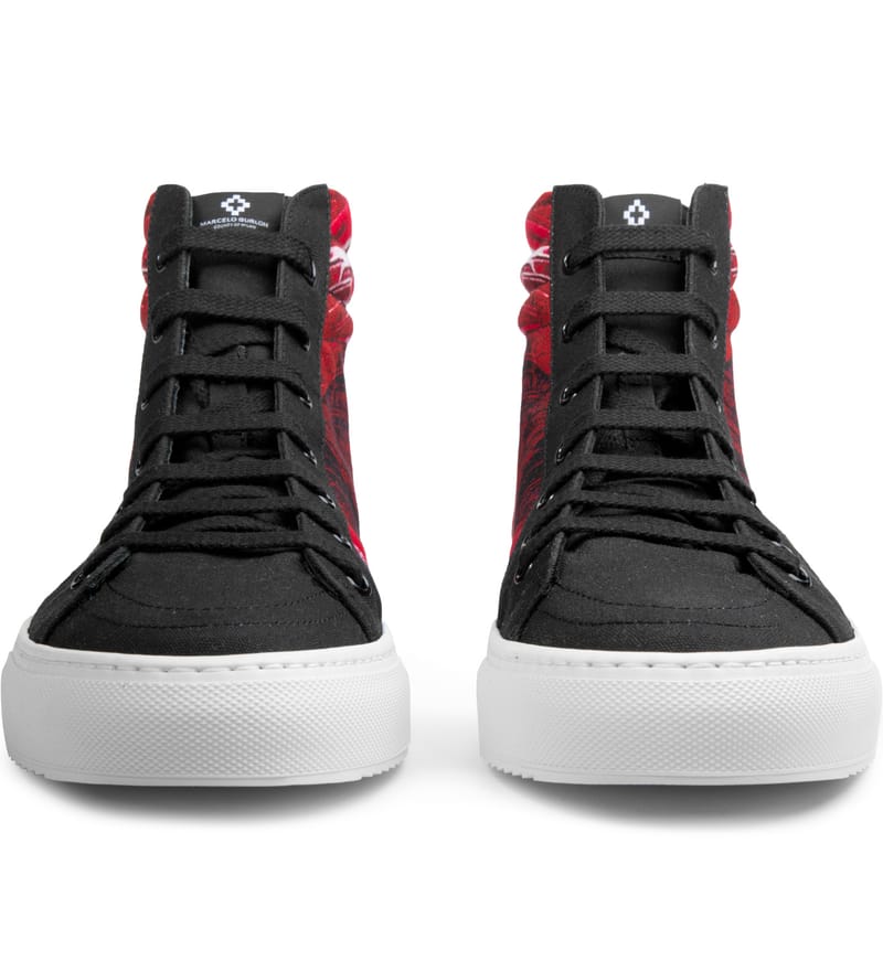 Marcelo Burlon - Black/Red Alas Hi Top Sneakers | HBX