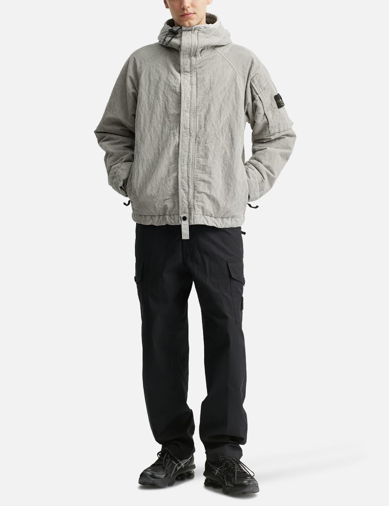 St ANDREWS グレー　ジャケット Stone Island Wrinkled Corduroy 500-TC Hooded Jacket - Pearl Gray