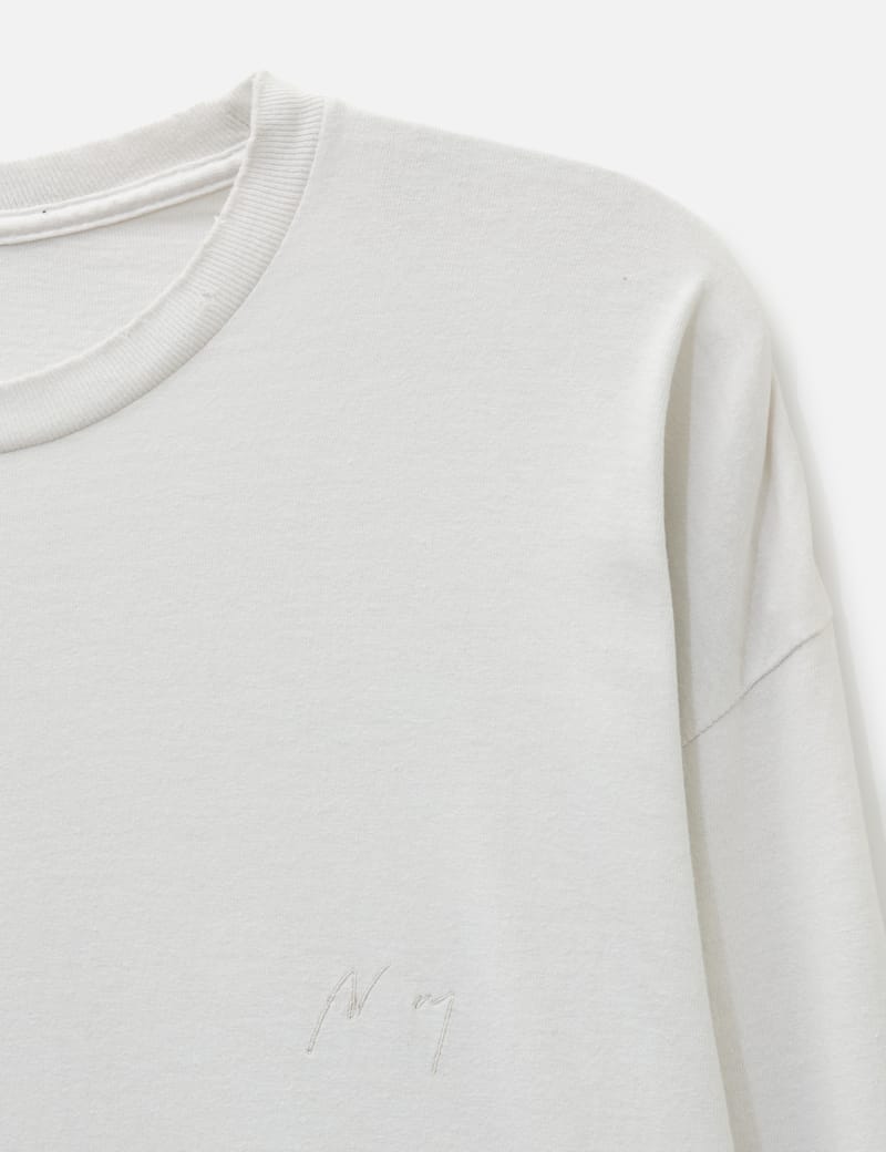 ANCELLM Embroidery Dyed LS T-Shirt - Oversized, distressed cotton