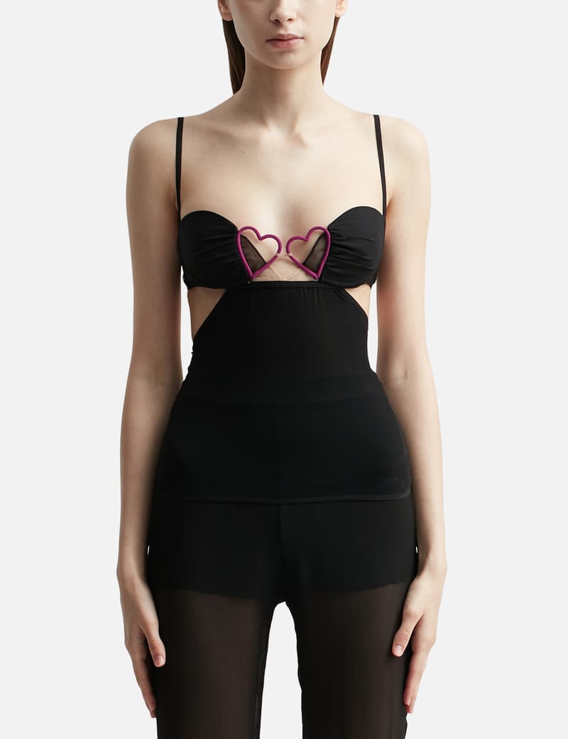 【関税込み】Nensi Dojaka ブラック Heart ボディスーツ Nensi Dojaka - Heart Bodysuit | HBX - Globally Curated