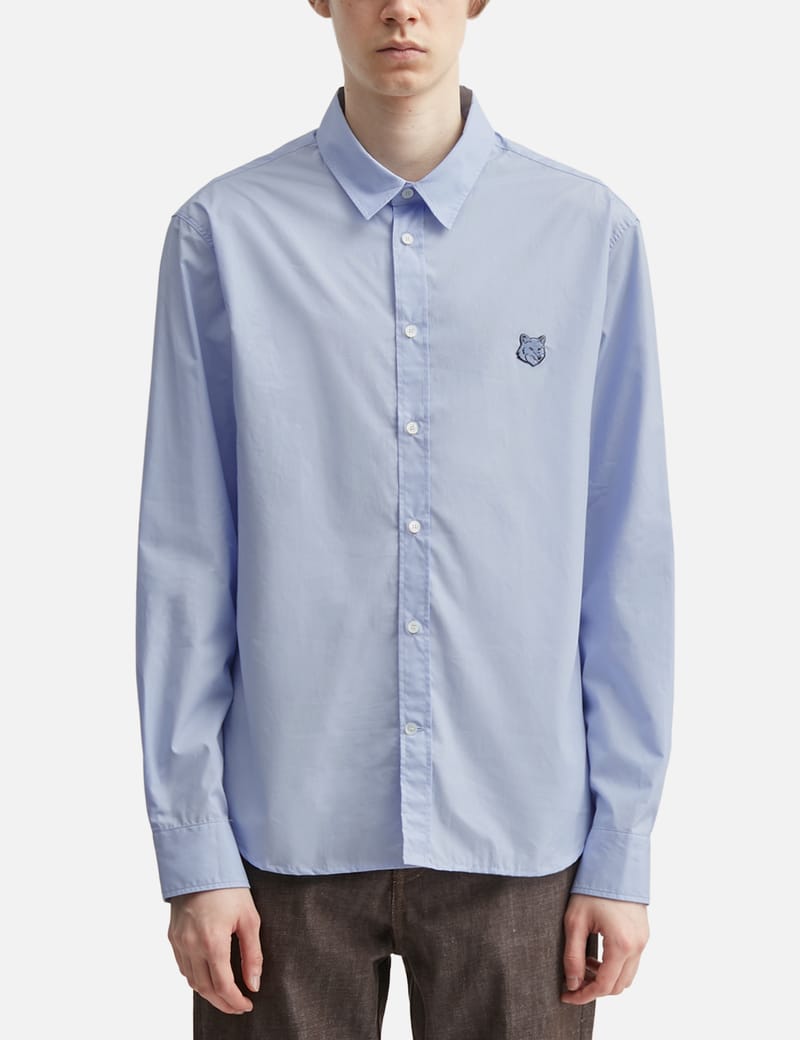 MAISON KITSUNÉ　OXFORD TRICOLOR FOX　blue Maison Kitsuné - Classic Tricolor Fox Oxford Shirt | HBX
