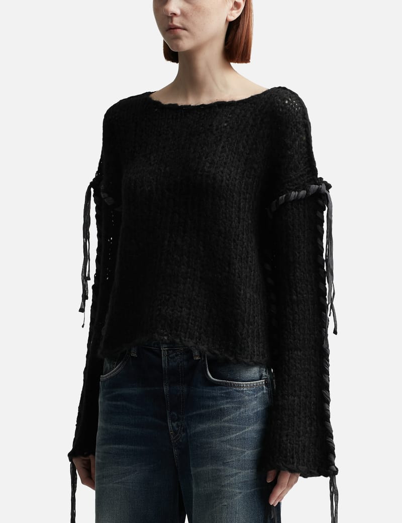 【Acne Studios】ブラック Layered Knitted フーディ Acne Studios - Lacing Knit Jumper | HBX - Globally Curated