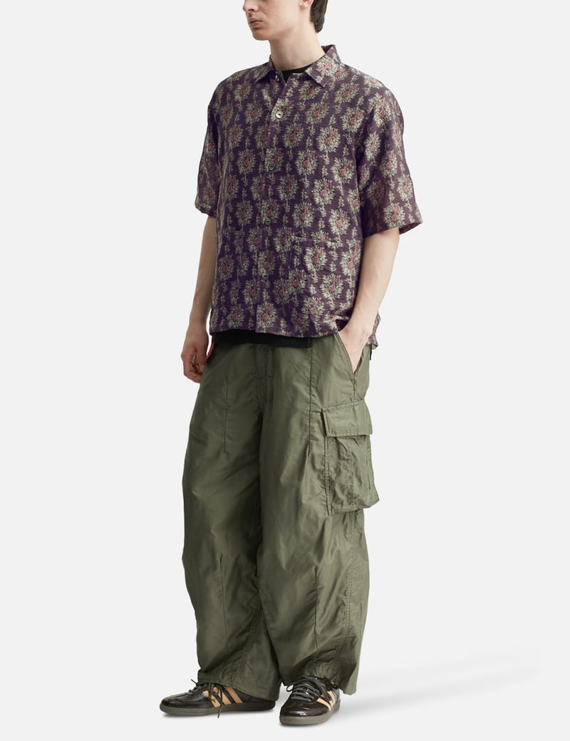 Needles Cabana Shirt - Purple floral jacquard cupra-blend, relaxed