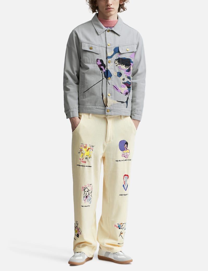 KidSuper - Face Embroidered Denim Jacket | HBX