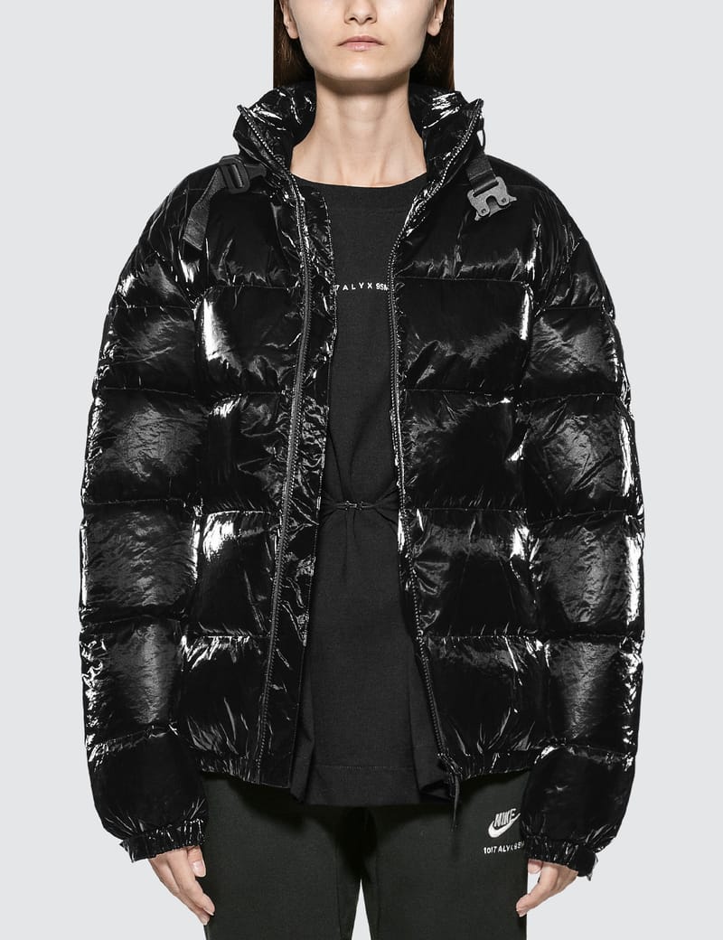 1017 ALYX 9SM - Patent Puffer Jacket With Nylon Buckle | HBX ...
