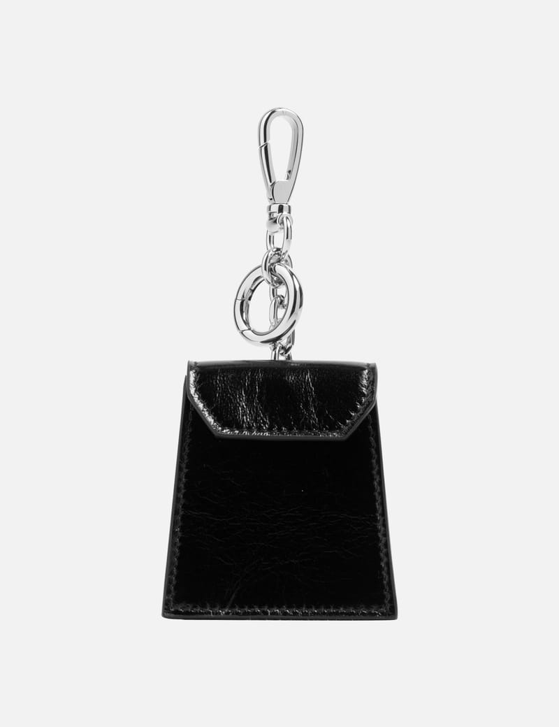 Maison Margiela Leather Tea Bag Charm - Black wrinkled calf