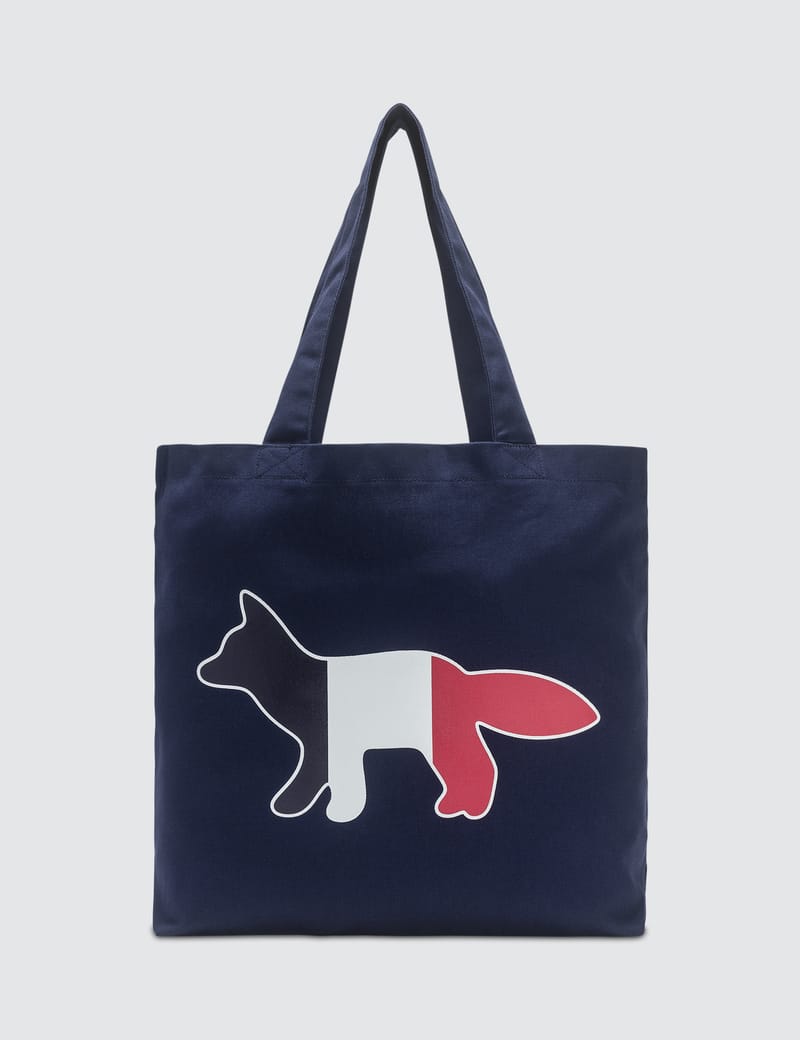 ★送料・関税込★MAISON KITSUNE★Tricolor Fox Tote Bag Navy★ Maison Kitsuné Tricolour Fox Tote Bag Navy | END. (SG)