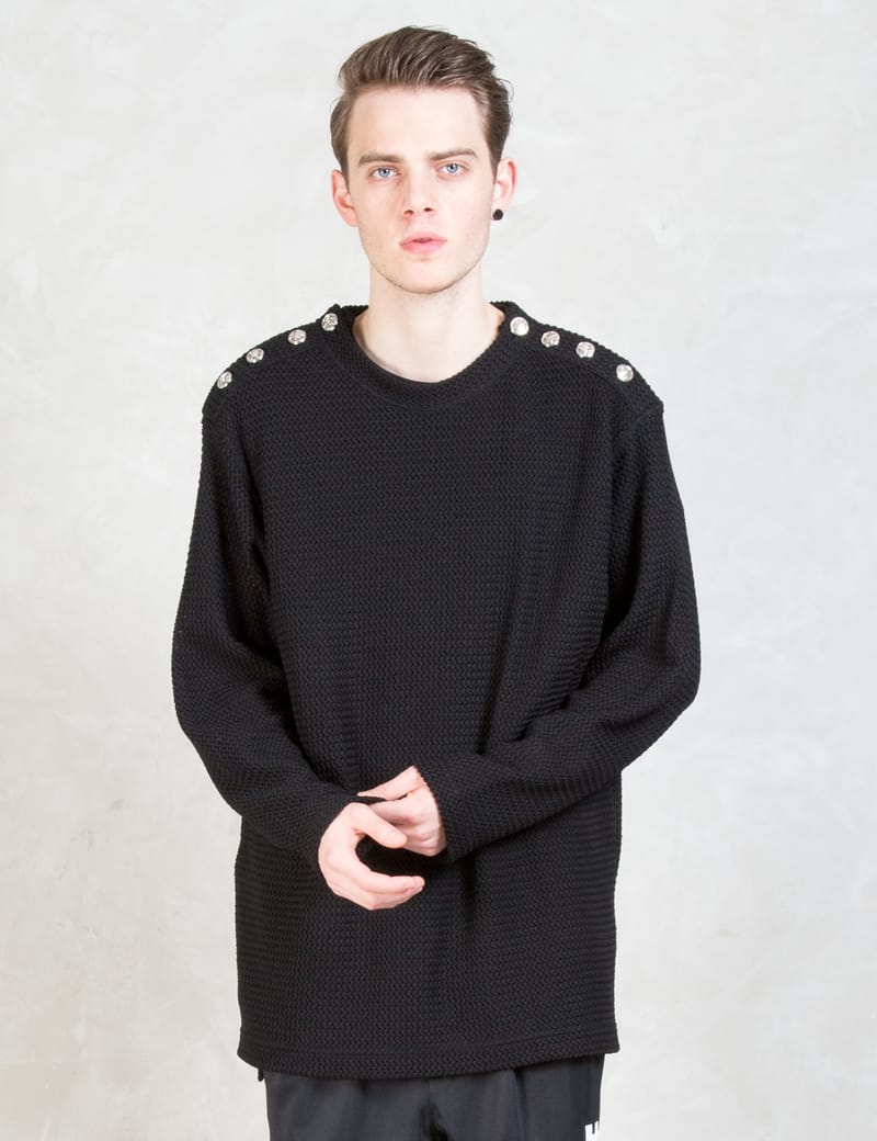 Mens shoulder sale button sweater