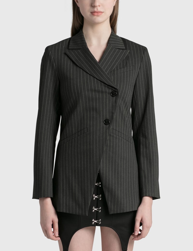 GANNI ヘルヘット仕上けシンス J16126851 677 Ganni - Asymmetrical Blazer | HBX - Globally Curated Fashion