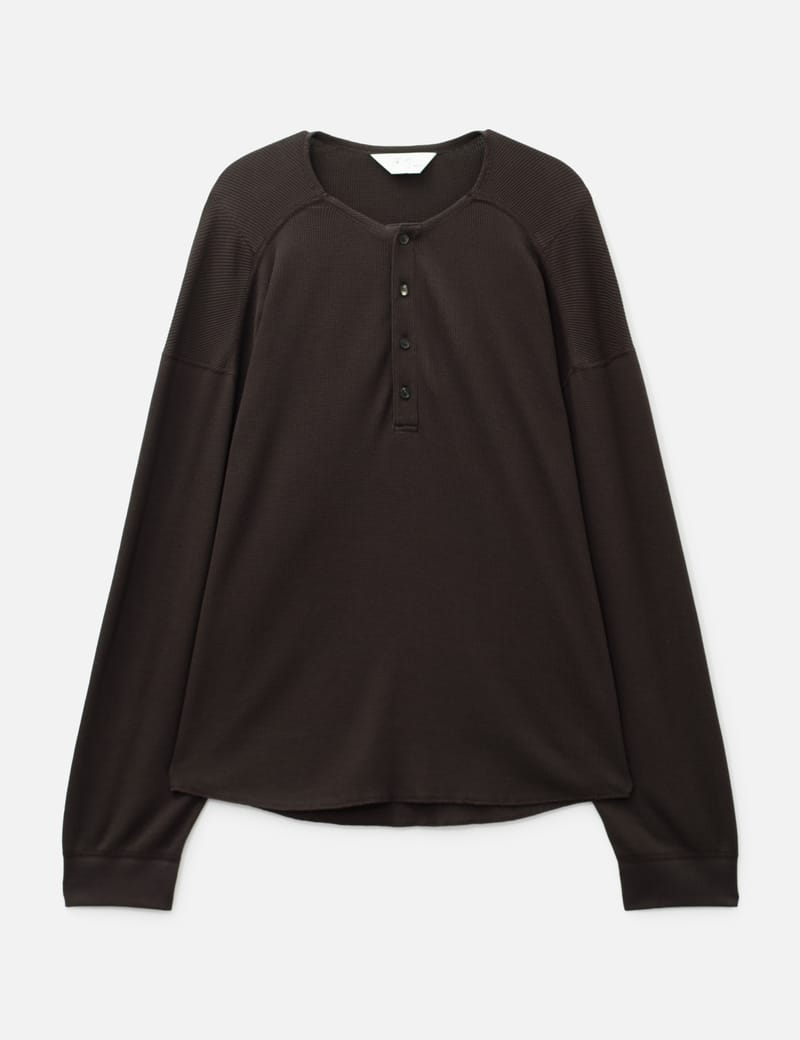 トップス C/CA HENLEY LS T-SHIRT(D.BROWN) ANCELLM C/CA Henley LS T-Shirt - Soft cotton-cashmere waffle knit