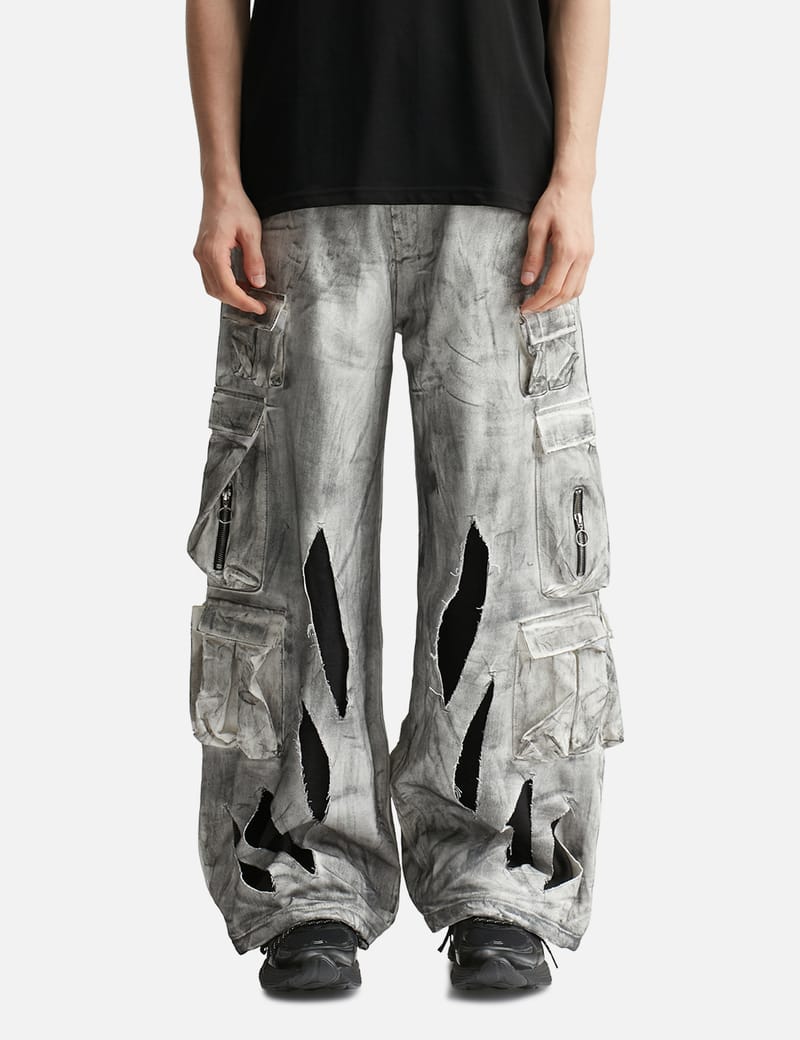 パンツ FINE CHAOS Waxed White Cargo Trousers FINE CHAOS Waxed White Cargo Trousers - Oversized waxed organic