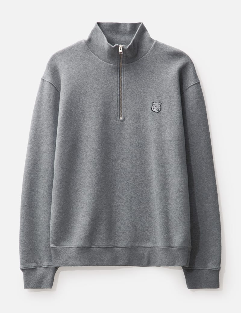 MAISON KITSUNE｜ (BOLD FOX HEAD PATCH COMFORT HALF ZIPPE BOLD FOX HEAD PATCH COMFORT HALF ZIPPED SWEATSHIRT | Maison