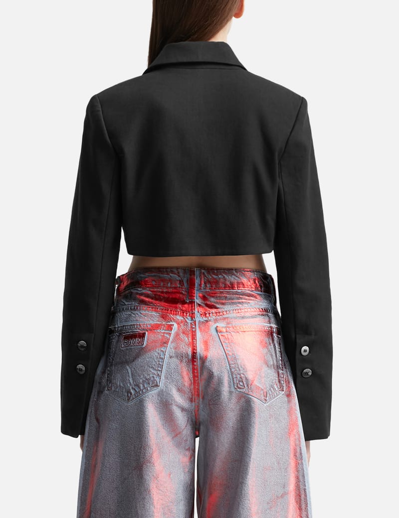 Ganni - スーティング クロップドブレザー | HBX