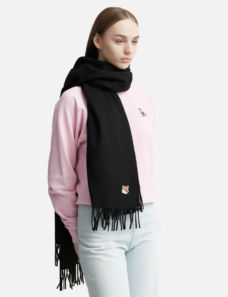 Maison Kitsuné - Fox Head Patch Wool Scarf | HBX